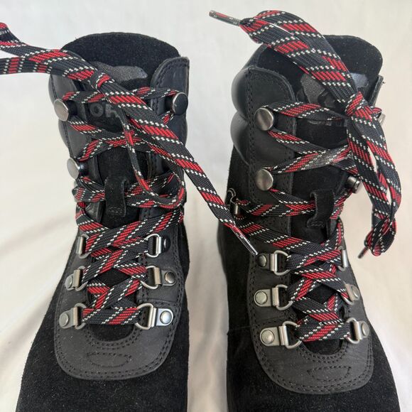 Sorel Joan of Arctic Next Lite Hiker Boots Black Red Waterproof Winter Size 6.5 - Picture 3 of 10